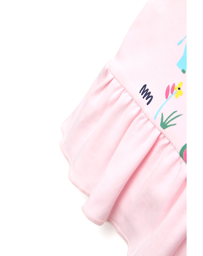 GIRLS PINK RUFFLE TSHIRT-3-6M-3