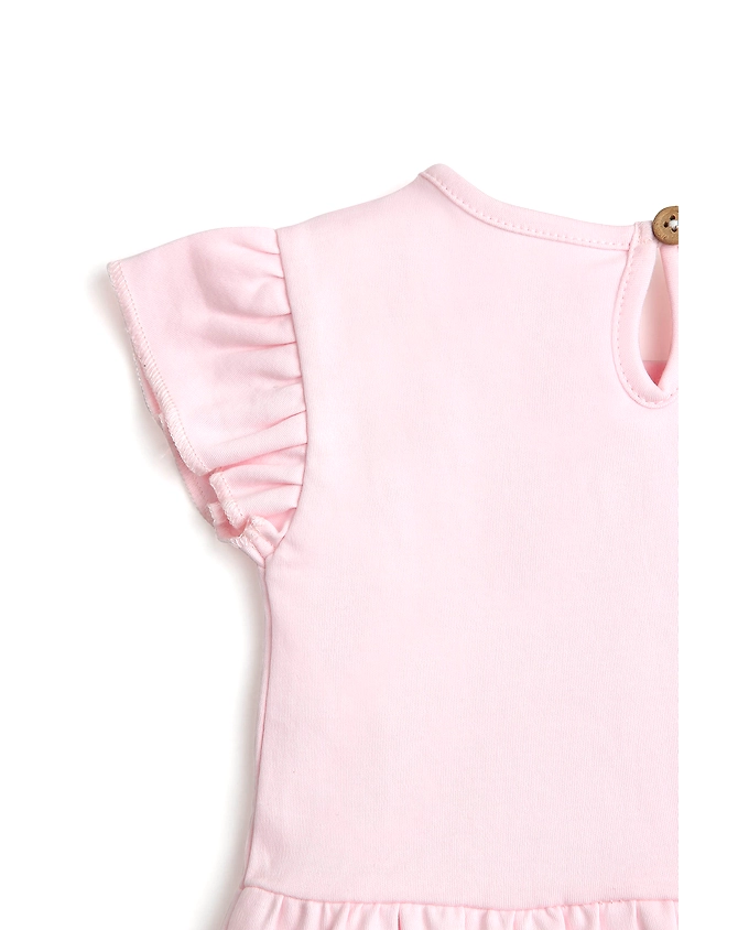 GIRLS PINK RUFFLE TSHIRT-3-6M-4