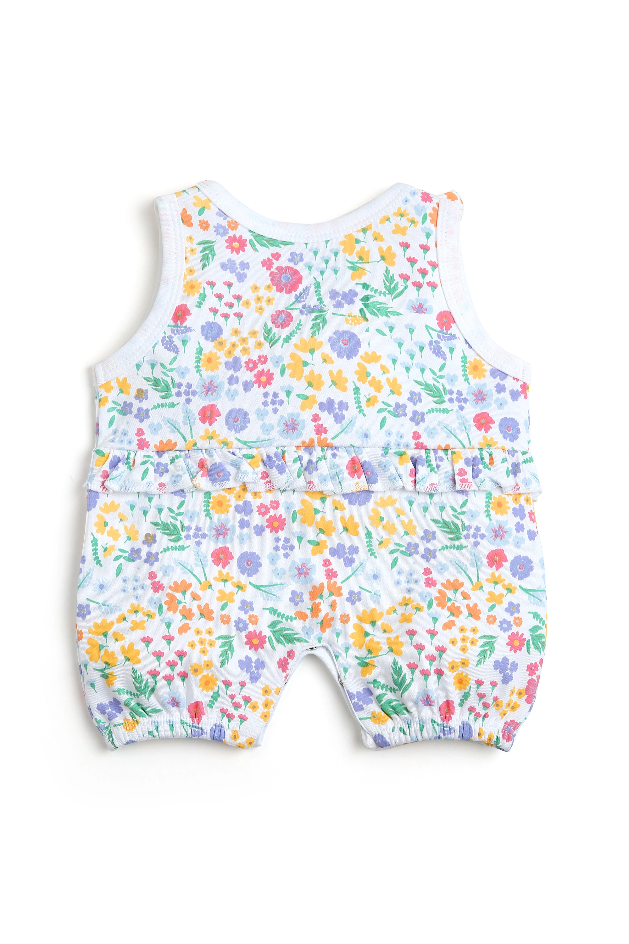 Bambino West 100% Organic Cotton Multicolor Baby Girls Sleevless Printed Bodysuit in Colorful White and Aqua Blue -Combo of 2 Bodysuit-0-3M-5