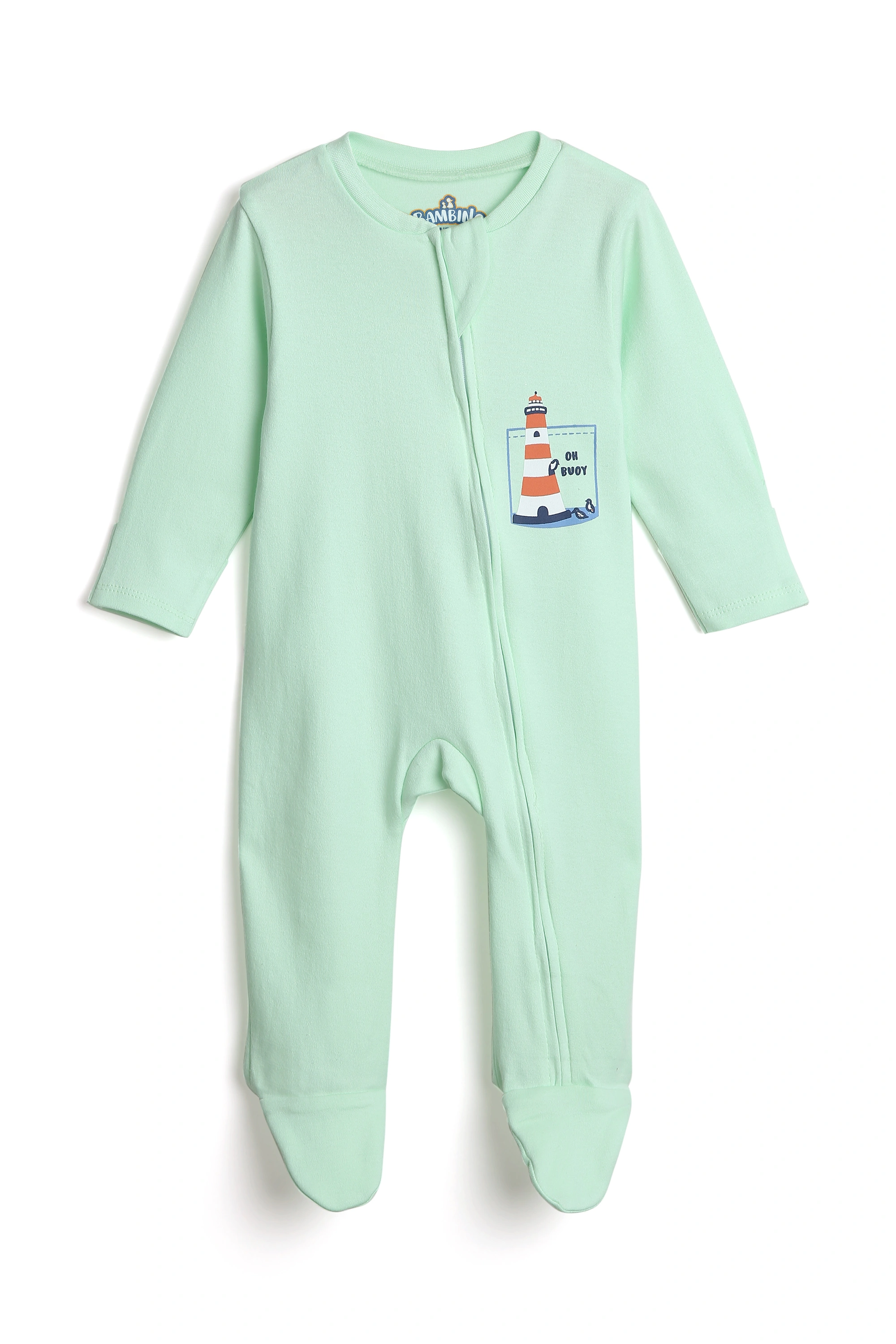 Bambino West 100% Organic Cotton Multicolor Baby Boys Round Neck Printed Sleepsuit-Combo of 3 Sleepsuit-0-3M-2