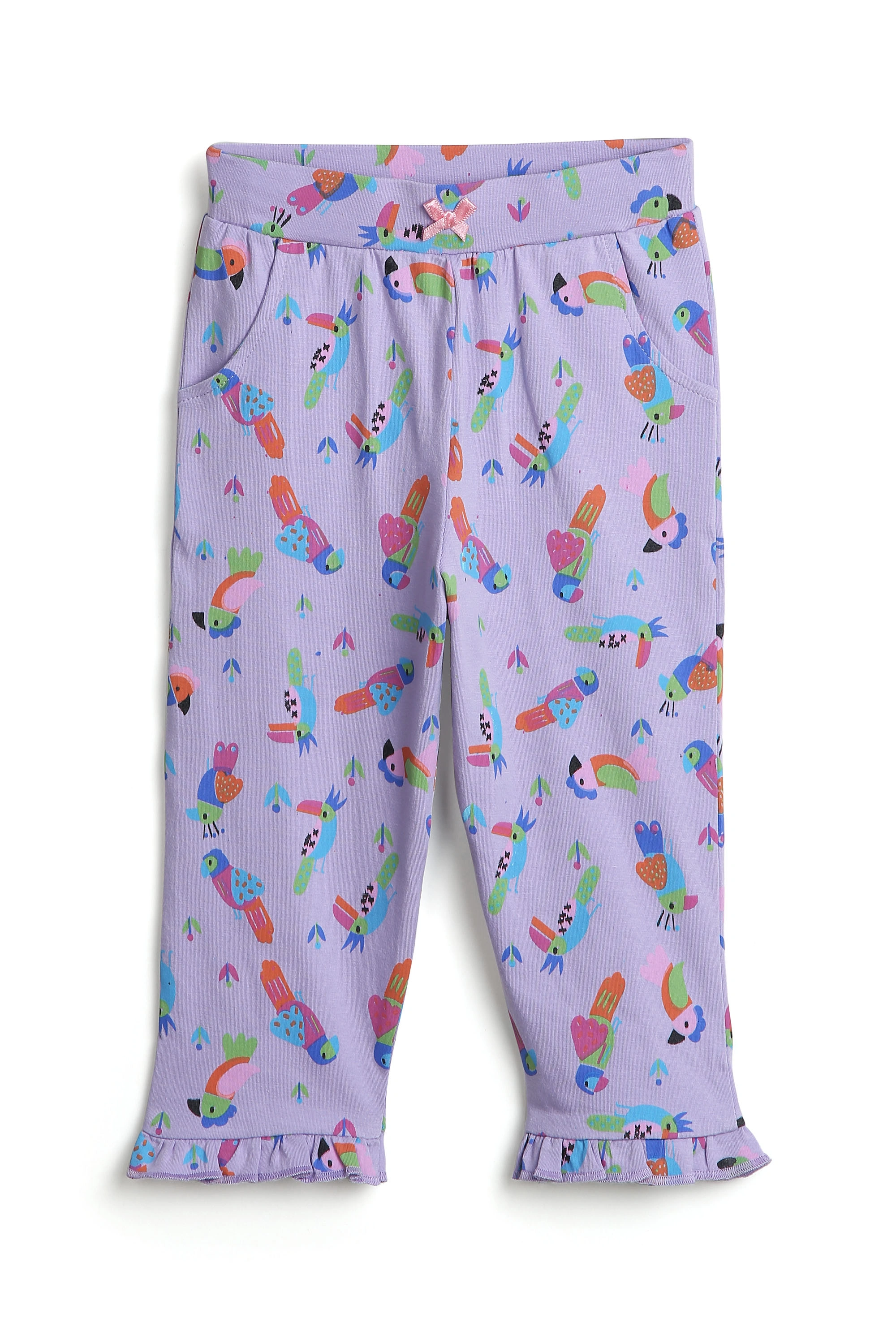 Bambino West 100% Organic Cotton Baby Girls Stretchable Elastic Waist Printed Legging Pyjama Lower Bottom Wear Pant Multi Color -Combo of 4 Leggings-3-6M-3