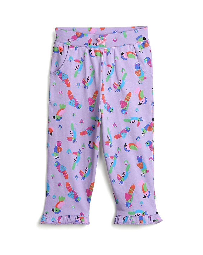Bambino West 100% Organic Cotton Baby Girls Stretchable Elastic Waist Printed Legging Pyjama Lower Bottom Wear Pant Multi Color -Combo of 4 Leggings-3-6M-3