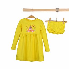 bontots organic cotton baby dress set – sunny adventure – soft & rash-free – yellow