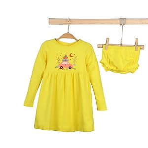 Bontots Organic Cotton Baby Dress Set – Sunny Adventure – Soft & Rash-Free – Yellow