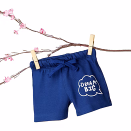 bontots organic cotton baby shorts – dream big – soft & breathable – navy blue