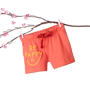 Bontots Organic Cotton Baby Shorts – Be Happy – Soft & Breathable – Rust Orange-3-6M