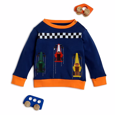 bontots organic cotton baby sweatshirt – racing champ – soft & cozy – navy blue