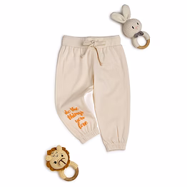 bontots organic cotton baby joggers – love what you do – soft & cozy – cream