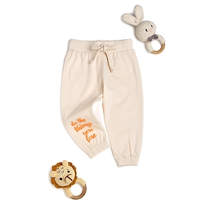 Bontots Organic Cotton Baby Joggers – Love What You Do – Soft & Cozy – Cream