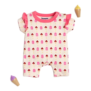 Bontots Organic Cotton Baby Romper – Sweet Treats – Soft & Rash-Free – Cream/Pink