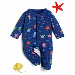 bontots organic cotton baby sleepsuit – ocean adventure, soft & rash-free (navy)