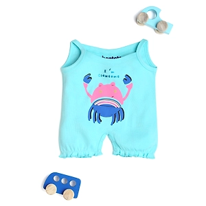 Bontots Organic Cotton Baby Romper – I’m Clawsome, Soft & Rash-Free (Aqua Blue)