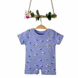 bontots organic cotton baby romper – farmyard friends, soft & rash-free (lavender)