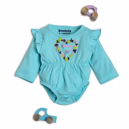 bontots organic cotton baby bodysuit – momma & me, soft & rash-free (aqua blue)