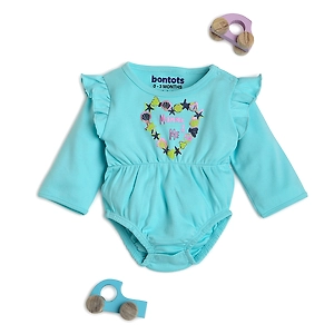 Bontots Organic Cotton Baby Bodysuit – Momma & Me, Soft & Rash-Free (Aqua Blue)