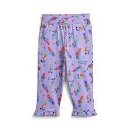 bontots organic cotton baby pants – tropical parrot paradise, soft & playful (lilac)