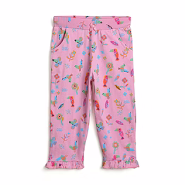 bontots organic cotton baby pants – tropical tweet, soft & playful (pink)