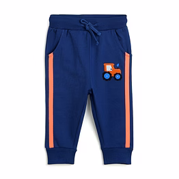 bontots organic cotton jogger pants – tractor racer, soft & stretchy (navy)