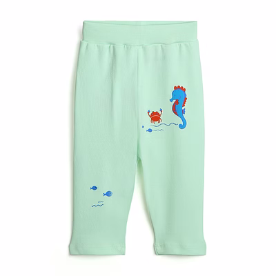bontots organic cotton joggers – ocean friends (mint green)