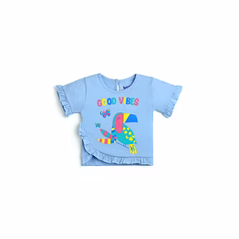 bontots organic cotton ruffle tee – good vibes blue