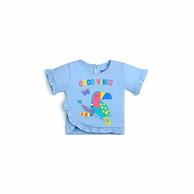 bontots organic cotton ruffle tee – good vibes blue