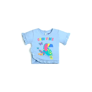 Bontots Organic Cotton Ruffle Tee – Good Vibes Blue