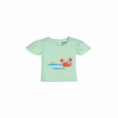bontots organic cotton baby t-shirt – octo-us dada, soft & rash-free (mint green)
