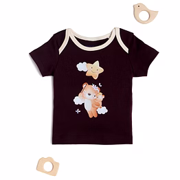 bontots organic cotton baby t-shirt – starry hugs – soft & breathable – deep brown