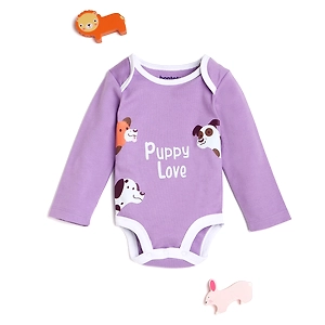 Bontots "Puppy Love Organic Cotton Long Sleeve Bodysuit