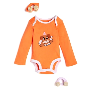 Bontots "Peek-a-Pup Organic Cotton Long Sleeve Bodysuit – Playful Puppy Edition