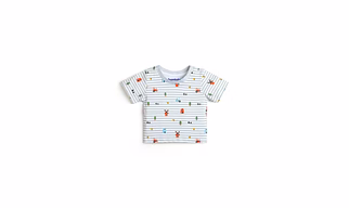 bontots 100% Organic Cotton Baby Boys Clothing Set Half Sleeve T-Shirts (Light Grey) with Causal Joggers (Blue) Farmland Theme
