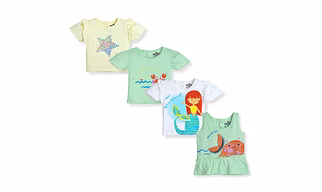 bontots 100% Organic Cotton Round Neck Half Sleeve Printed Baby Girl Kid T-Shirt Top Multicolor -Combo of 4 T-Shirt