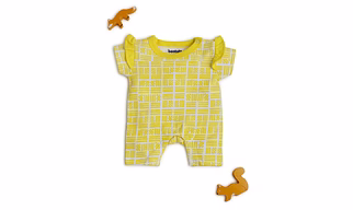 bontots Organic Cotton Baby Romper Combo – Sunshine Vibes & Sweet Treats Prints, Soft & Rash-Free (Yellow & Cream)PACK 2
