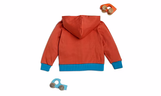 bontots Organic Cotton Baby Tracksuit Set – Dino Drive Hoodie & Speed Racer Joggers, Soft & Rash-Free (Rust & Blue)