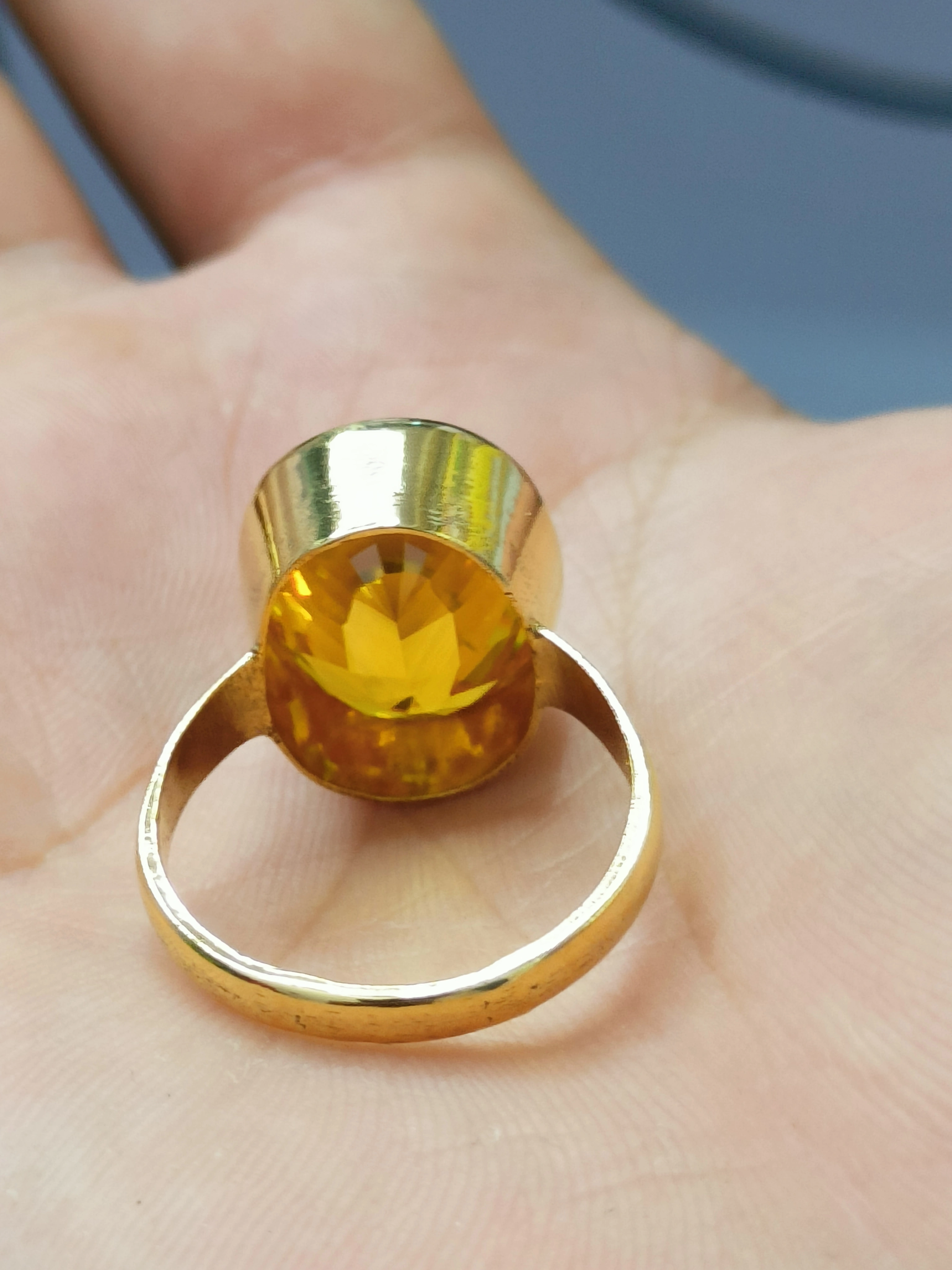 Natural yellow sapphire handmade panchdhatu Ring for man's and women-2