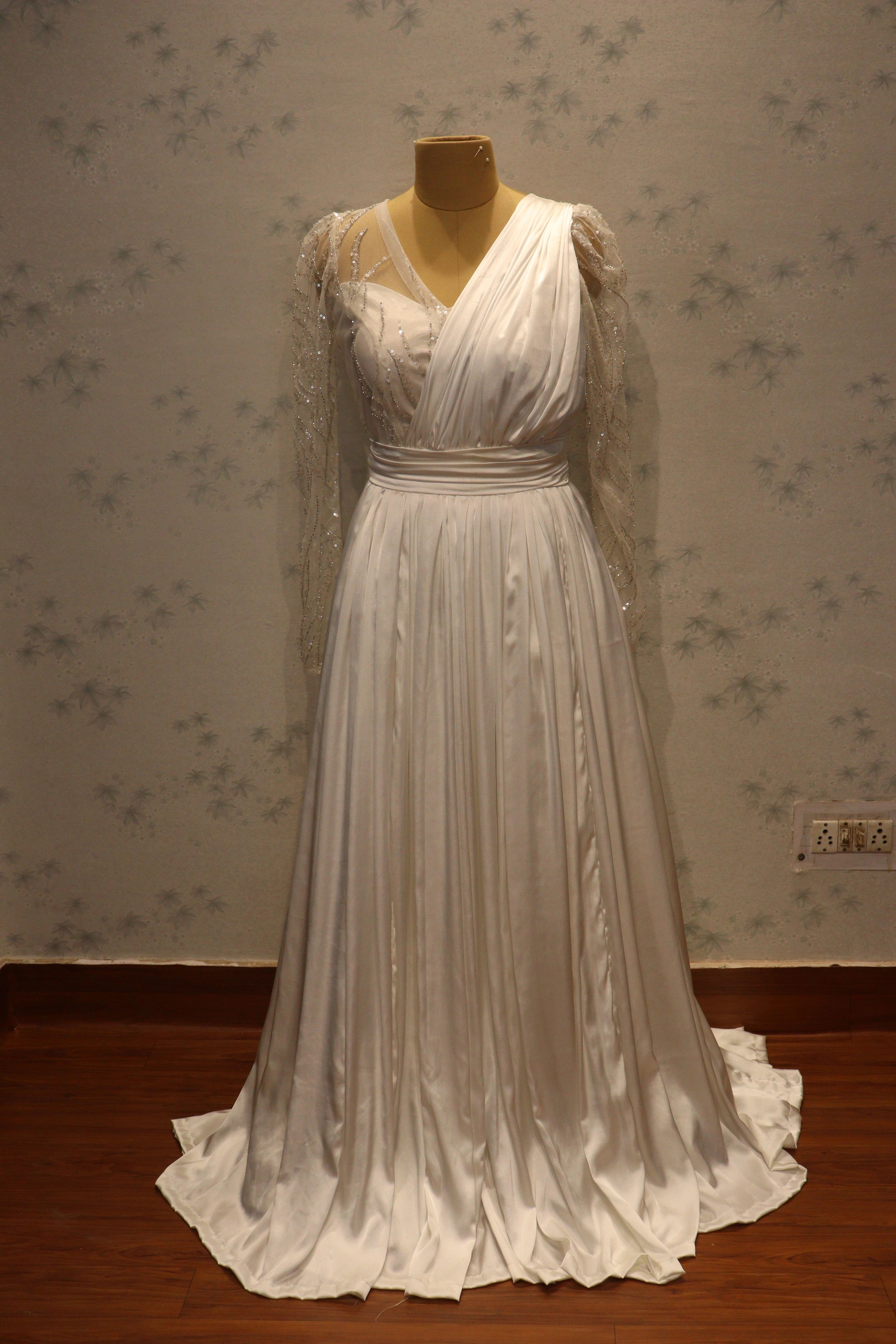 white hand embroidered gown-1