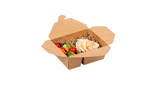 Paper two compartment meal box center lock