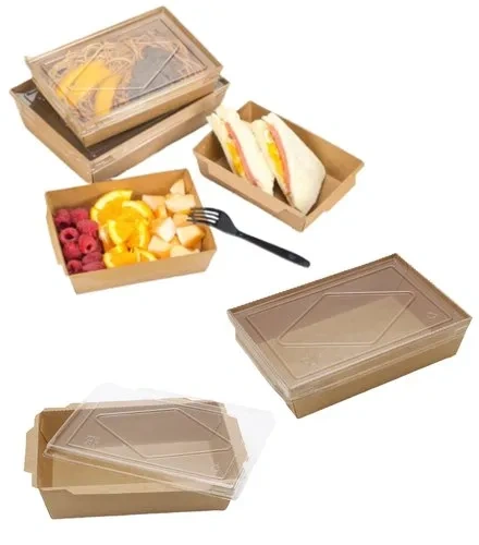 Paper Meal Tray With Transparent Pet Lid-2