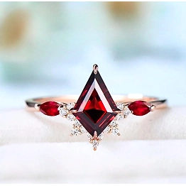 DANIELDOK Kite Cut Garnet Engagement Ring Vintage Marquise Garnet Wedding Ring Women Gold Promise Ring set