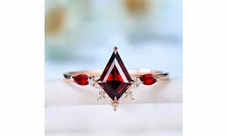 Kite Cut Garnet Engagement Ring Vintage Marquise Garnet Wedding Ring Women Gold Promise Ring set