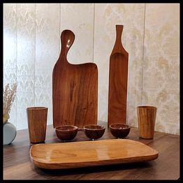 mango wood set of serving items
