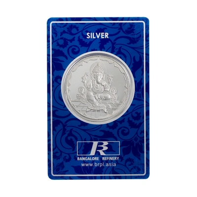 Bangalore Refinery 24kt (999) 10grams Silver Coins - Lord Ganesh