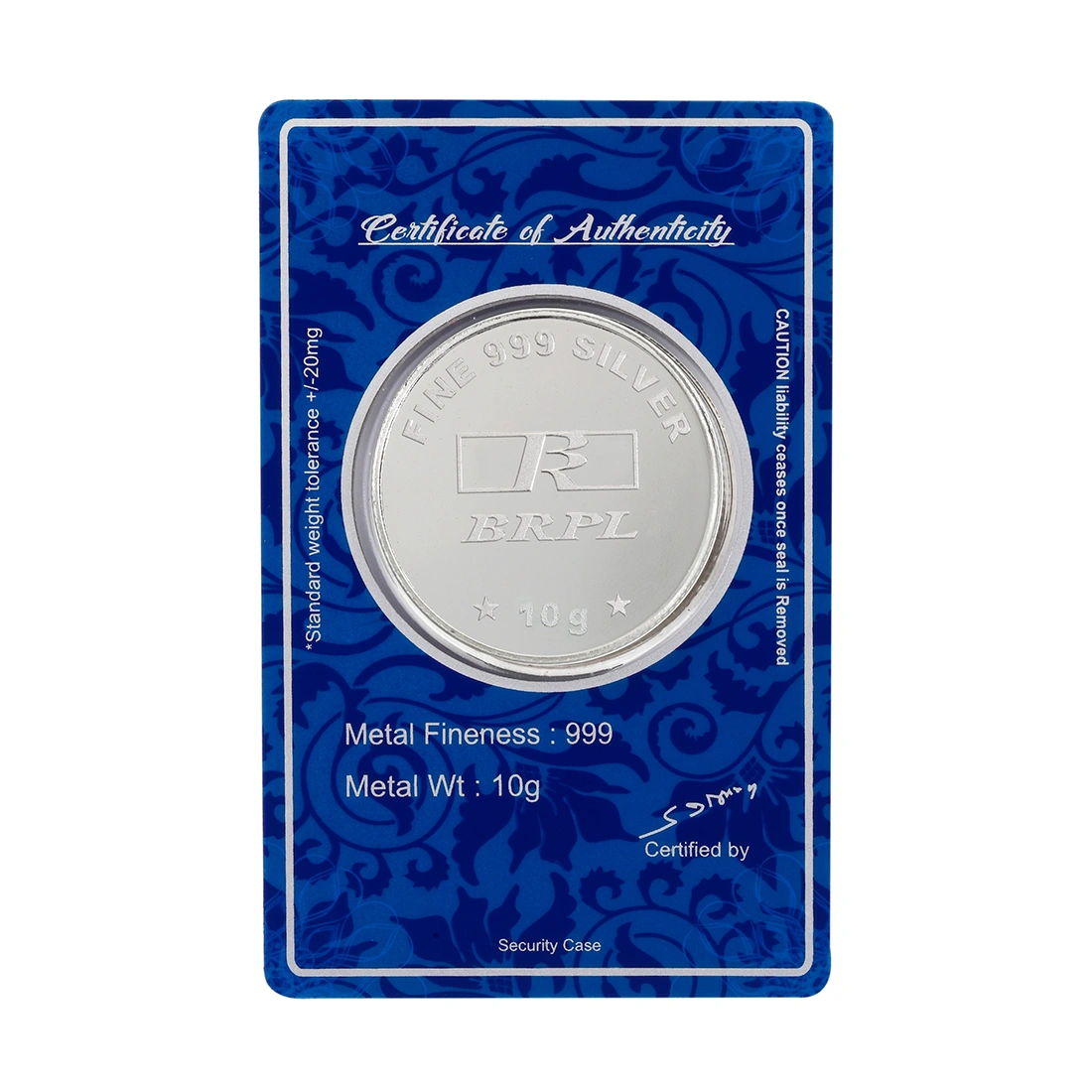 Bangalore Refinery 24kt (999) 10grams Silver Coins - Lord Ganesh-1