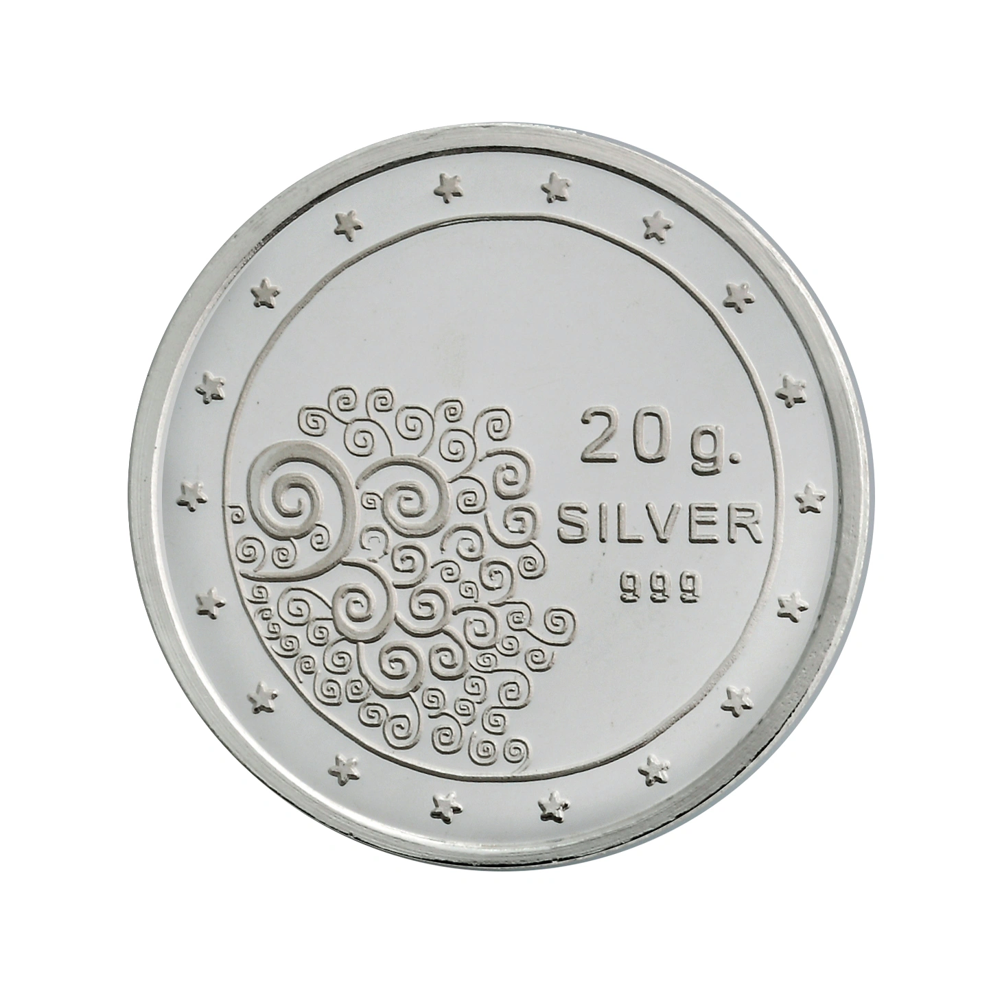 Bangalore Refinery 24kt (999) Silver Coins 20grams -Flower Design-3