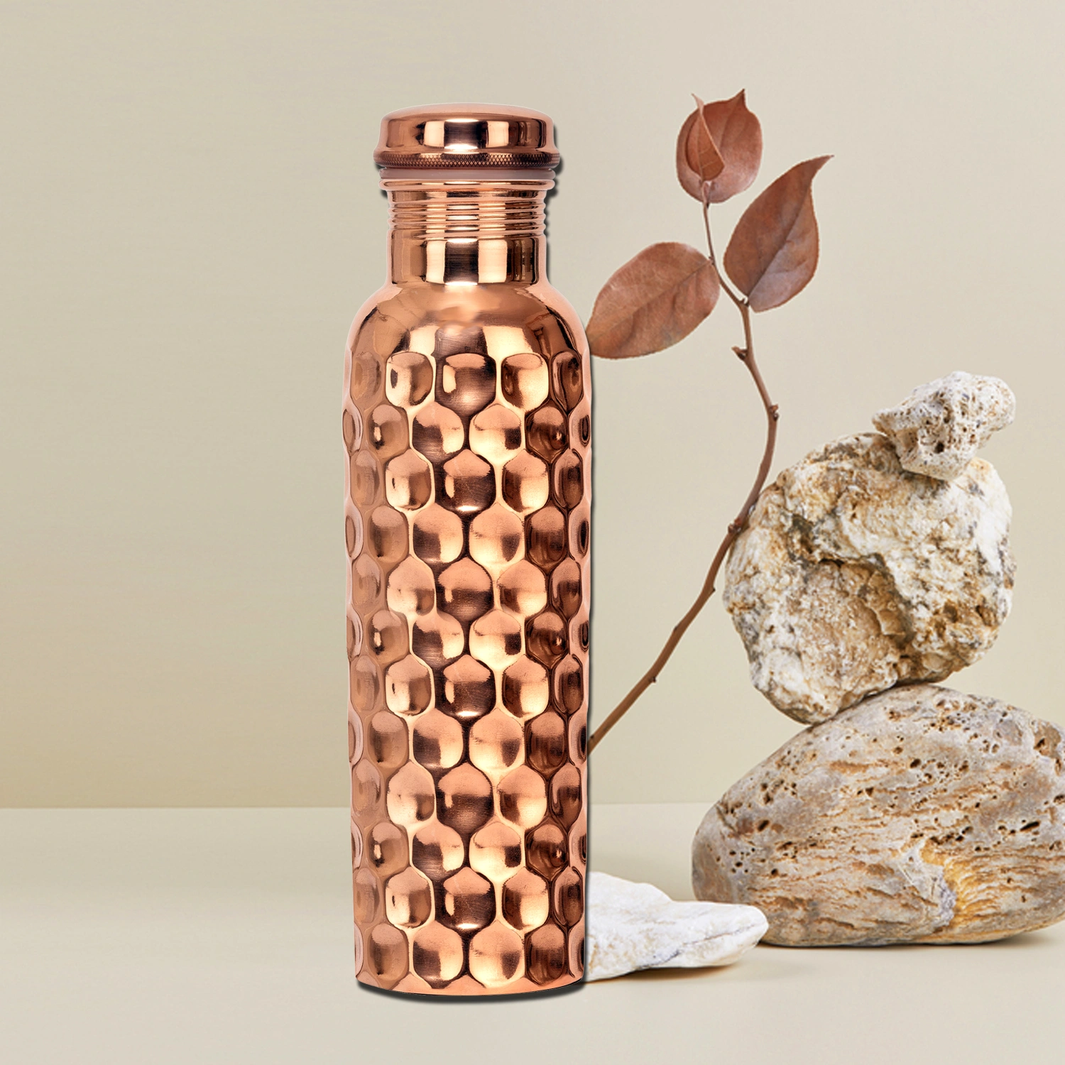 Copper Water Bottle - 34 Oz Extra Large - A Hammered Ayurvedic Pure Copper Vessel For Drinking - Drink More Water, Lower Your Sugar Intake And Enjoy The Health Benefits Immediately-12509816