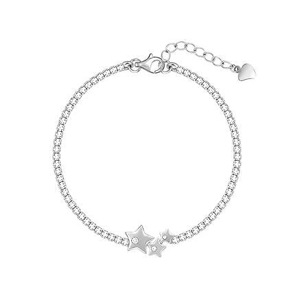 Silver Triple Star Tennis Bracelet-BRC108