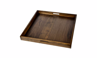 Glantz Square Black Walnut Solid Wood Serving Tray Ottoman Tray
