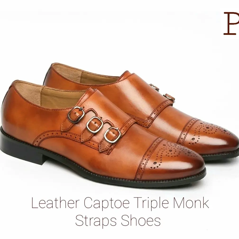 Prathamesh Leather Monk Straps Shoes-2