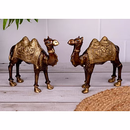 brass crafted and painted decorative camel showpiece