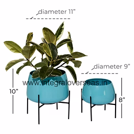 generic blue coated metal planter set of 2